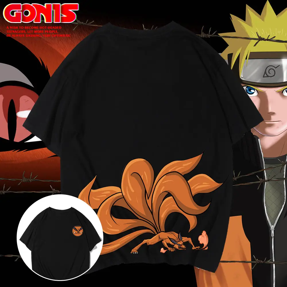 Naruto Fox Print Men Summer T-Shirt White - Image 7