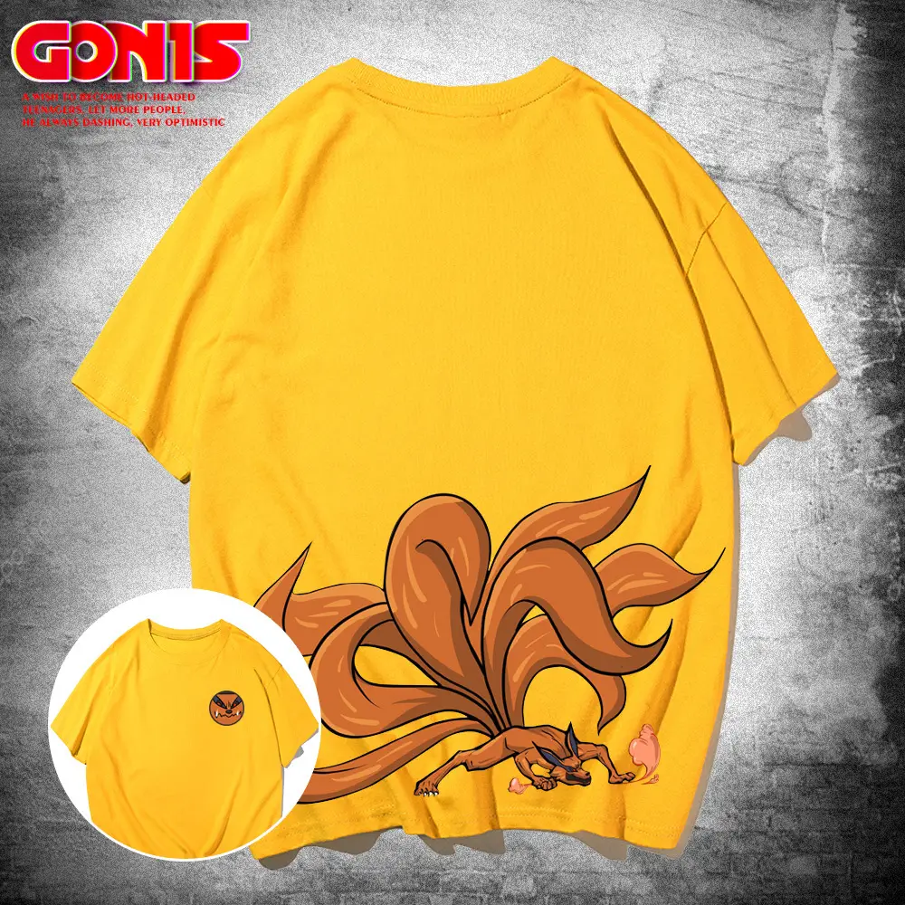 Naruto Fox Print Men Summer T-Shirt White - Image 9