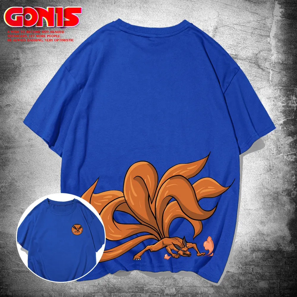 Naruto Fox Print Men Summer T-Shirt White - Image 11