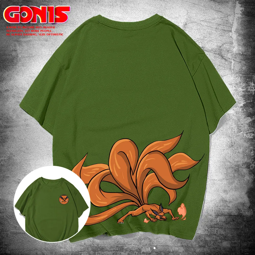 Naruto Fox Print Men Summer T-Shirt White - Image 6