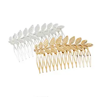 Leaf Rhinestone Bridal Hair Comb Gold — feature 3