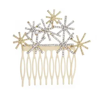Leaf Rhinestone Bridal Hair Comb Gold — feature 4