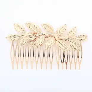 Leaf Rhinestone Bridal Hair Comb Gold — feature 5