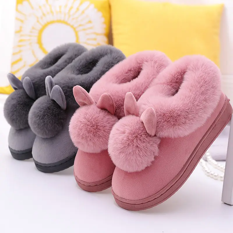 Long-Eared Single-Ball Cotton Shoes for Men and Women in Winter, Thickeneded Soles, Indoor Wooden Floor, Home Cotton Shoes for the Elderly - Image 6