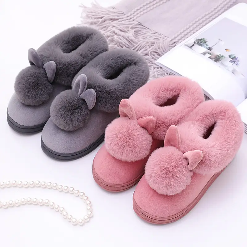 Long-Eared Single-Ball Cotton Shoes for Men and Women in Winter, Thickeneded Soles, Indoor Wooden Floor, Home Cotton Shoes for the Elderly - Image 8