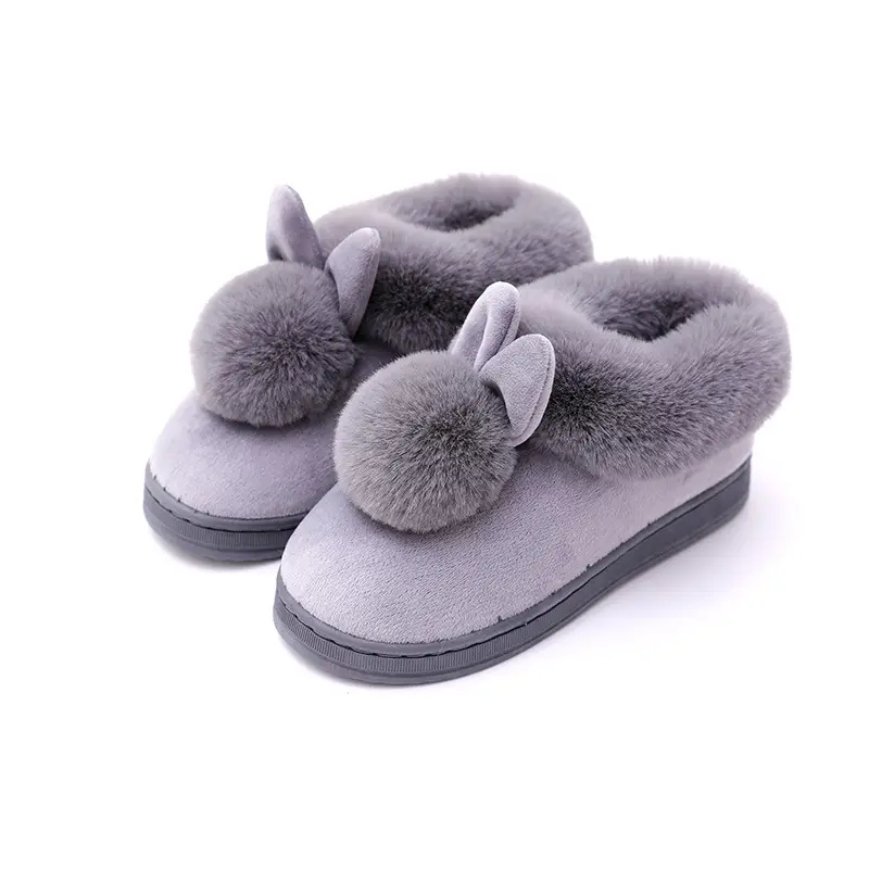 Long-Eared Single-Ball Cotton Shoes for Men and Women in Winter, Thickeneded Soles, Indoor Wooden Floor, Home Cotton Shoes for the Elderly - Image 9