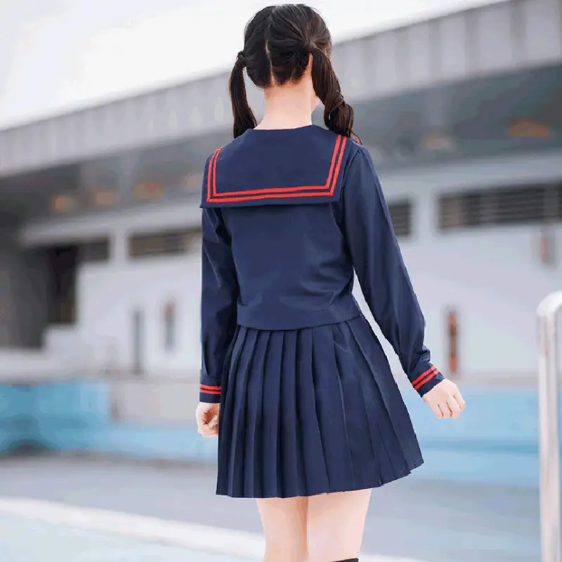 Navy Blue Pleated Sailor Suit Skirt Uniform - Image 13