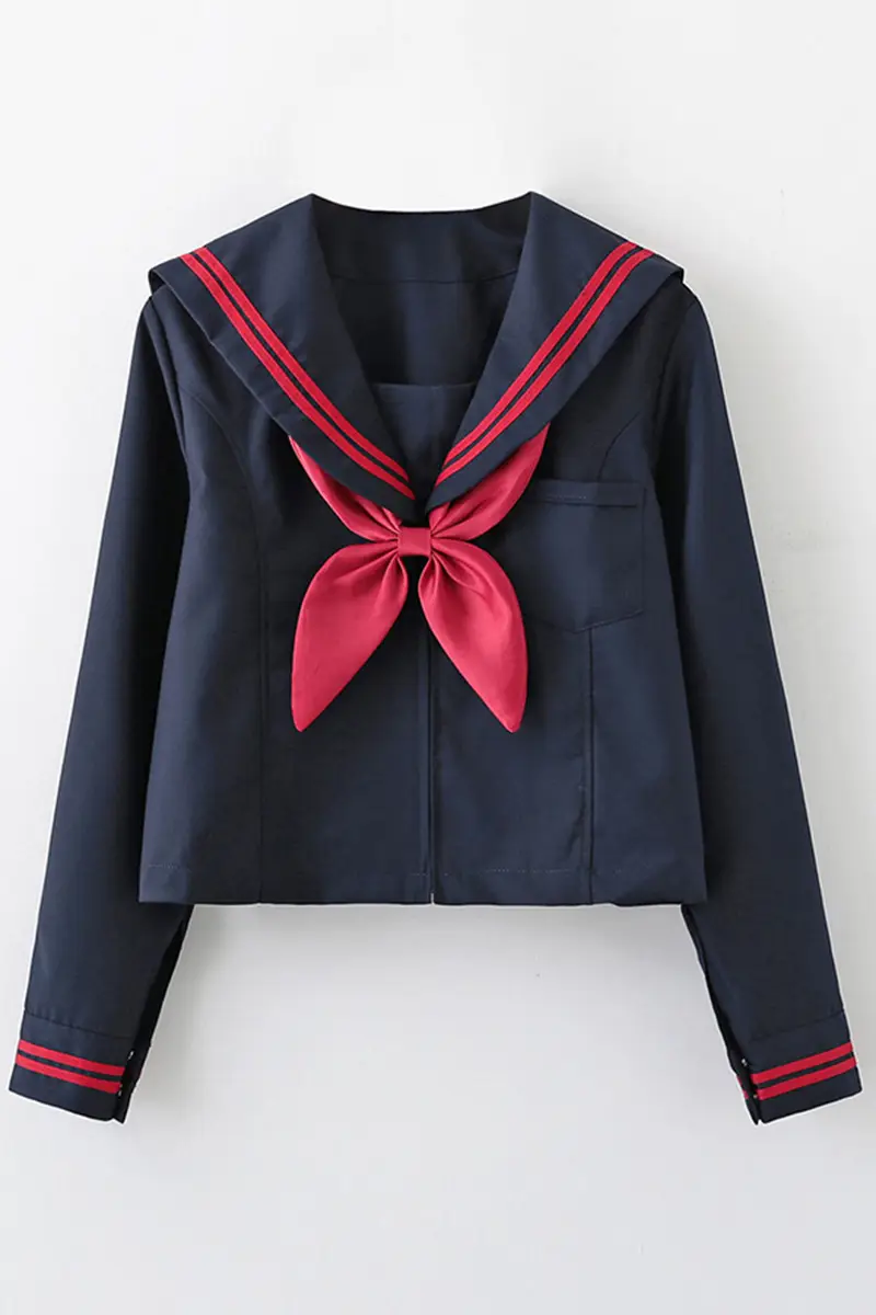 Navy Blue Pleated Sailor Suit Skirt Uniform - Image 2