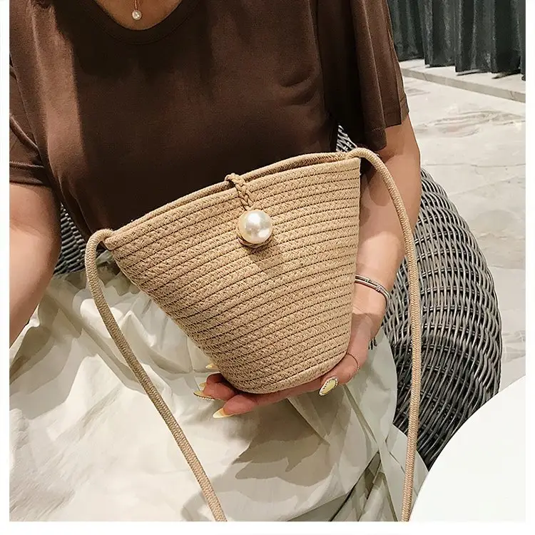 Black Woven Mini Crossbody Bag for Women - Image 6