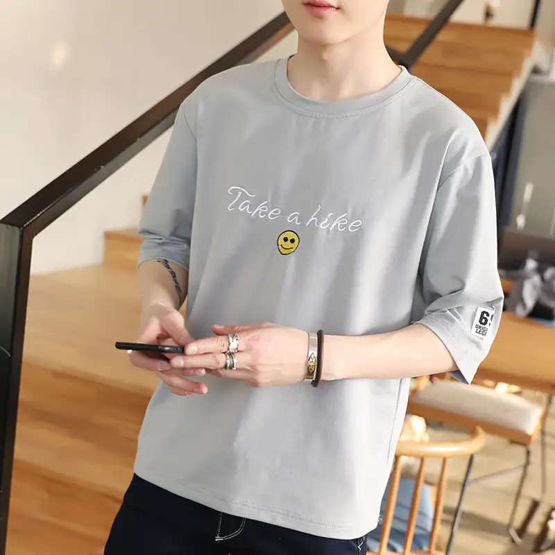 2021 Summer Men Grey T-Shirt Take a Hike Emoji - Image 2