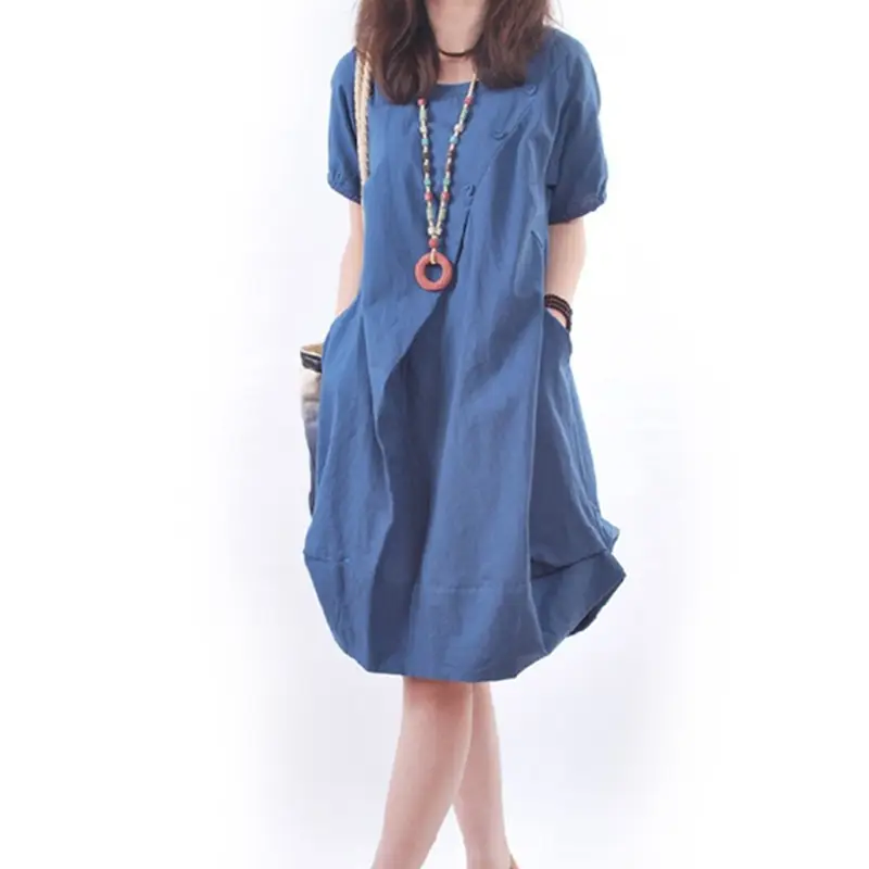 Korean Style Women's Large Loose Pleated Dress