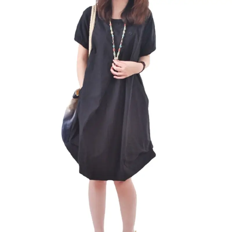 Korean Style Women's Large Loose Pleated Dress