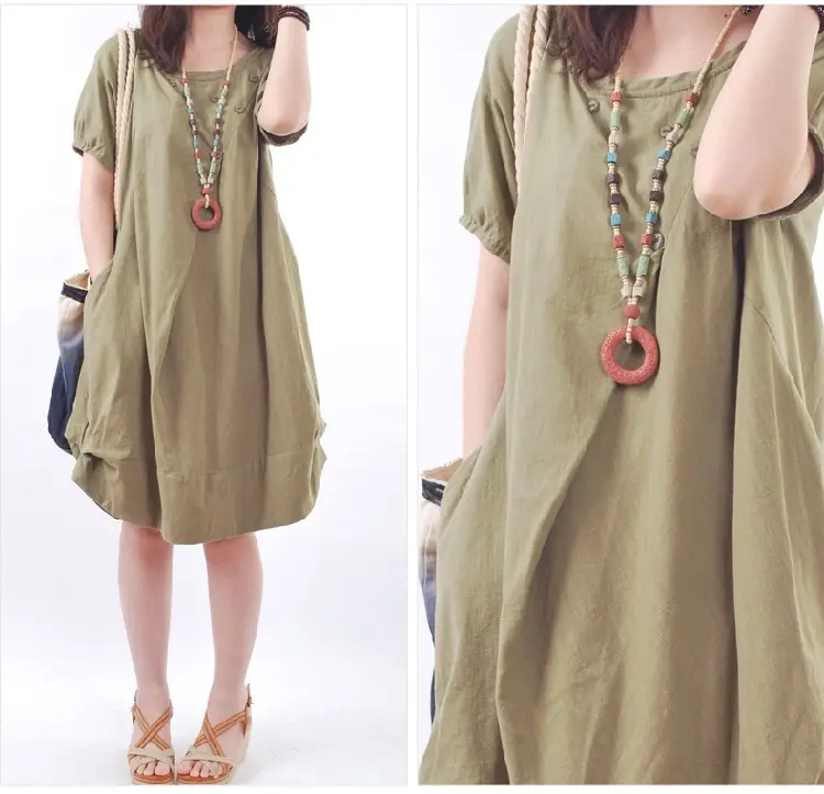 Korean Style Women's Large Loose Pleated Dress — feature 15