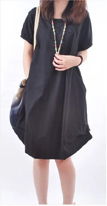 Korean Style Women's Large Loose Pleated Dress