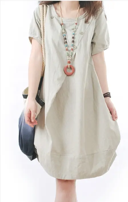 Korean Style Women's Large Loose Pleated Dress