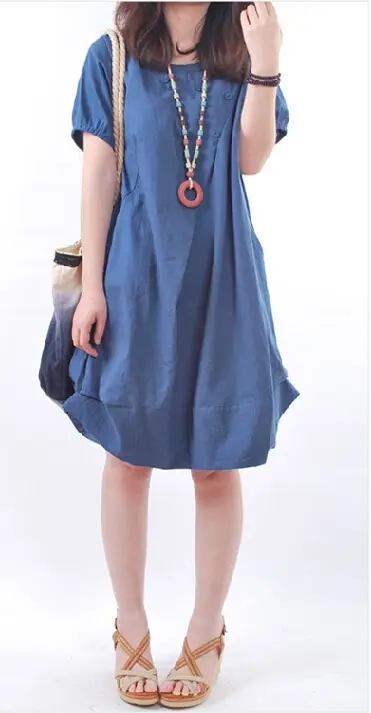 Korean Style Women's Large Loose Pleated Dress