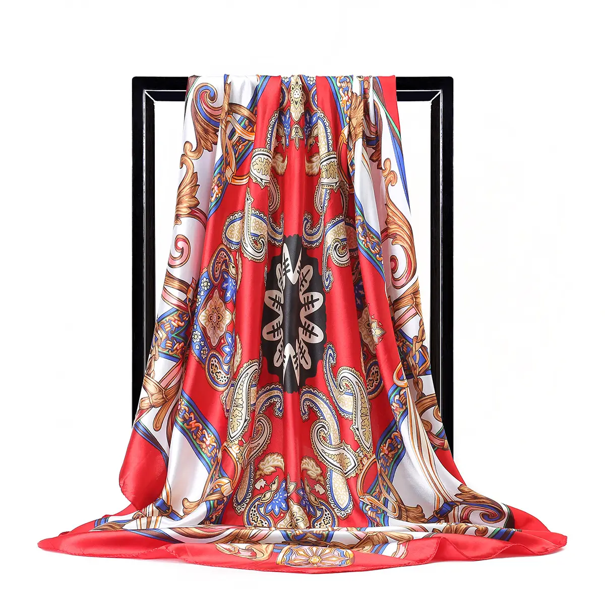 Gao He 90cm Vintage Pattern Silk Scarf for Women - Image 4