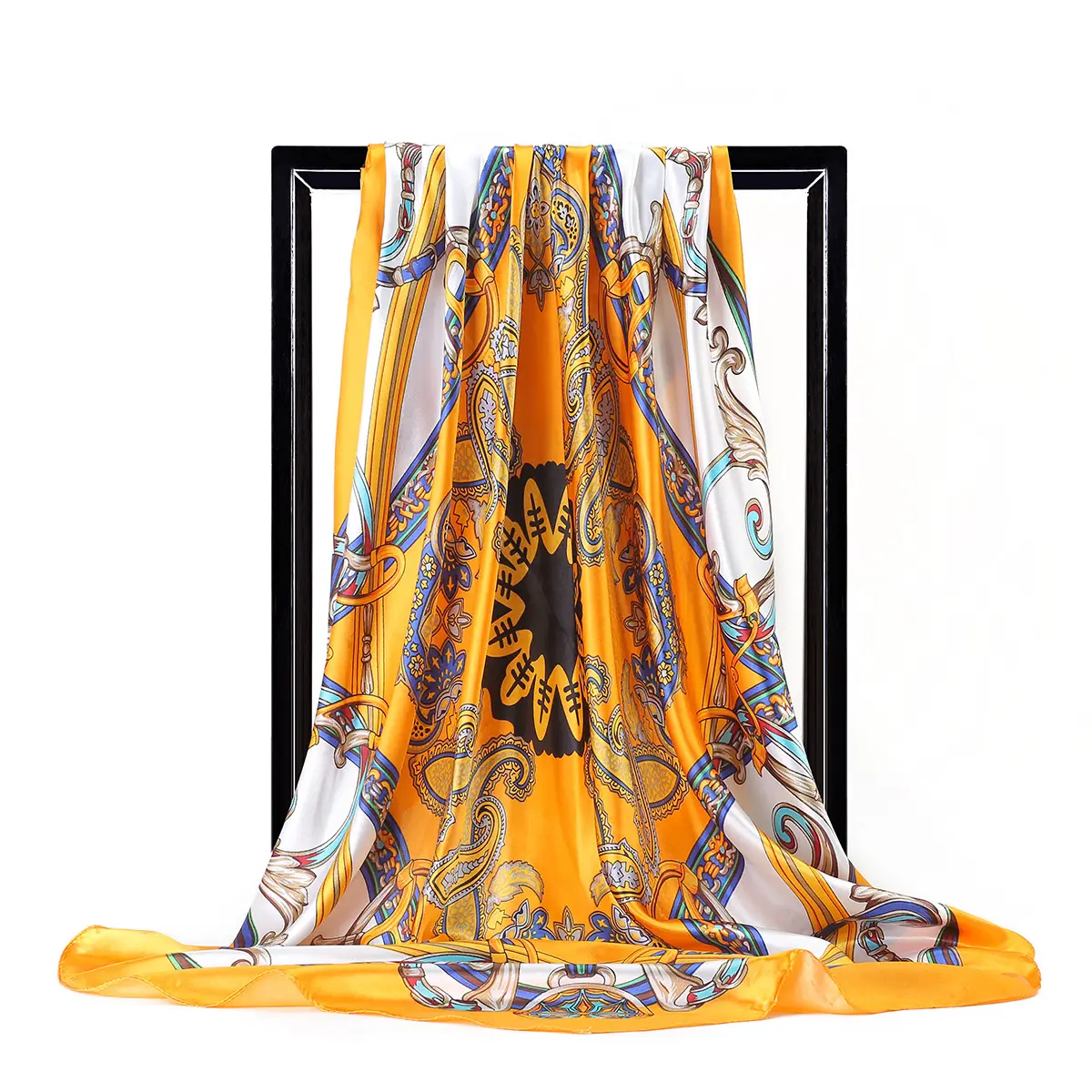 Gao He 90cm Vintage Pattern Silk Scarf for Women - Image 5