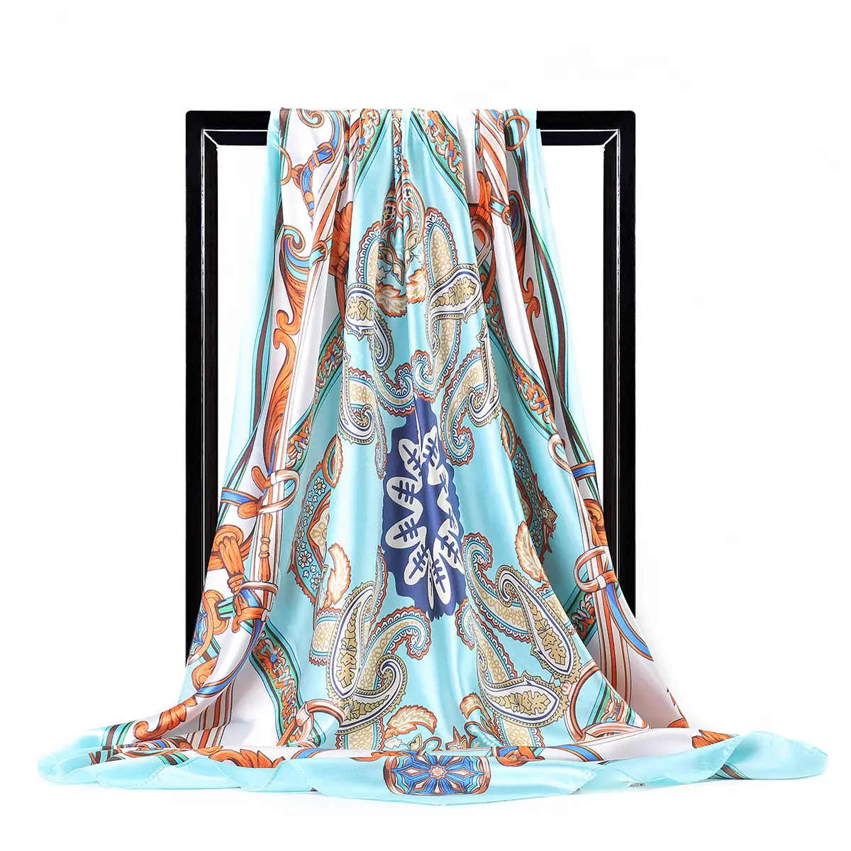 Gao He 90cm Vintage Pattern Silk Scarf for Women - Image 3