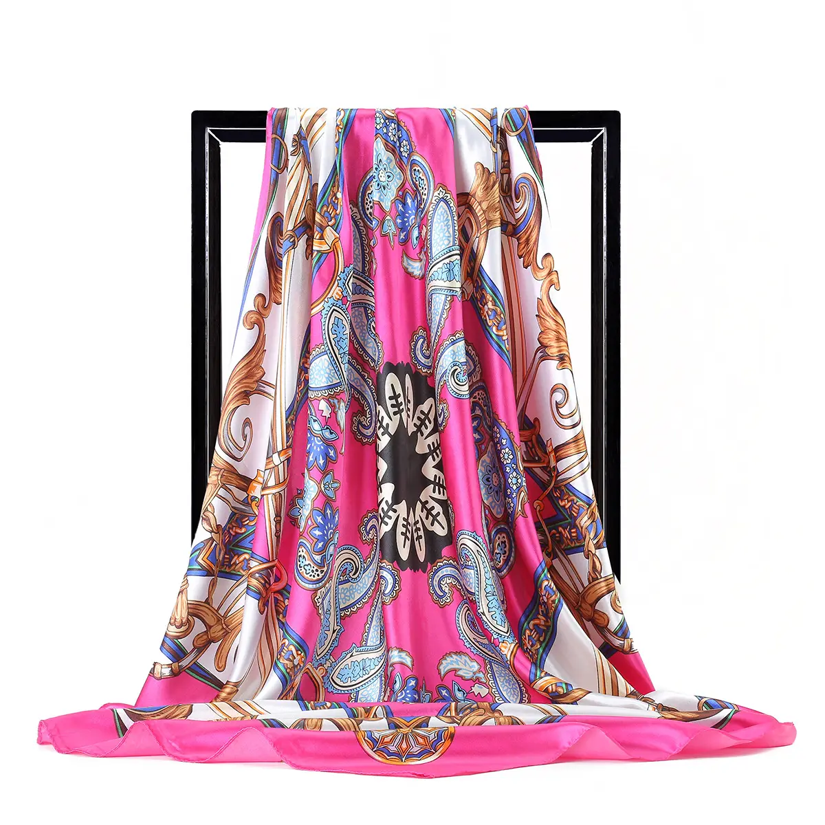 Gao He 90cm Vintage Pattern Silk Scarf for Women - Image 2
