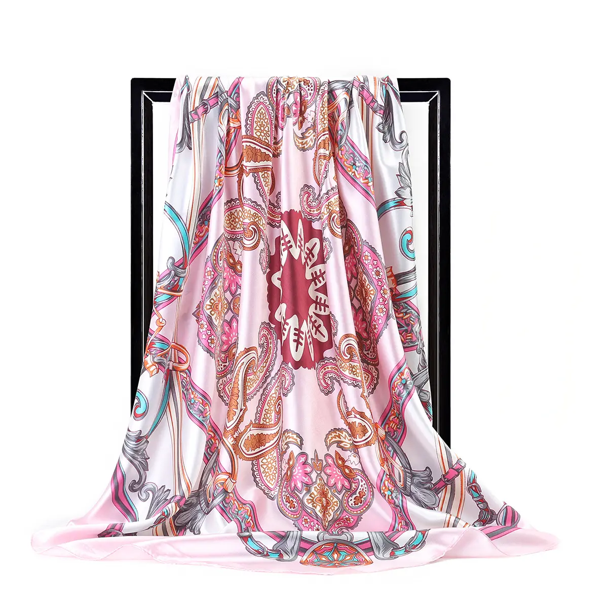Gao He 90cm Vintage Pattern Silk Scarf for Women - Image 6