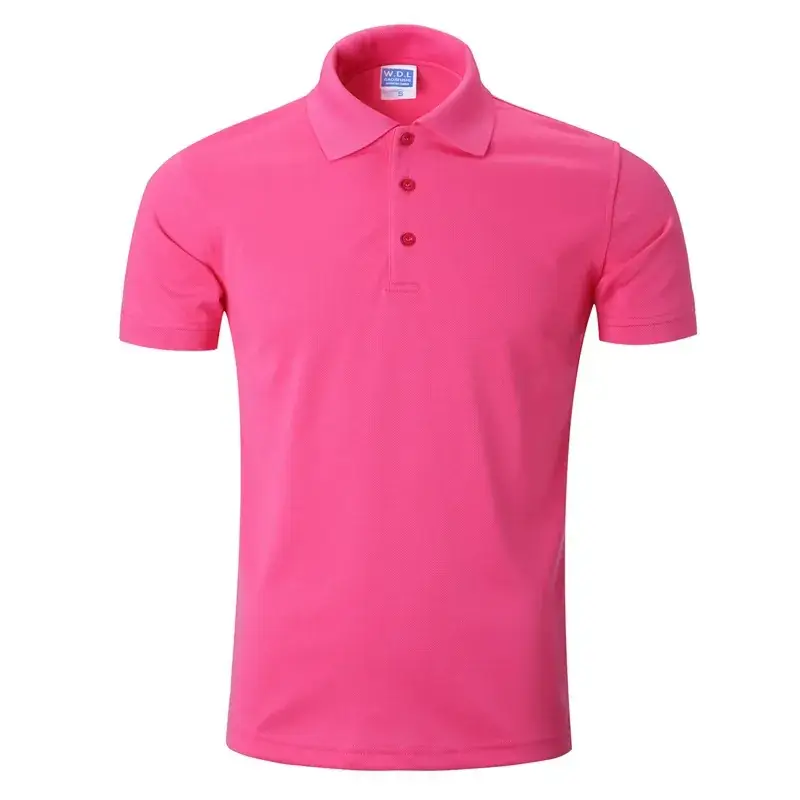 Pink Pique Cotton Polo Collar Shirt Short Sleeve
