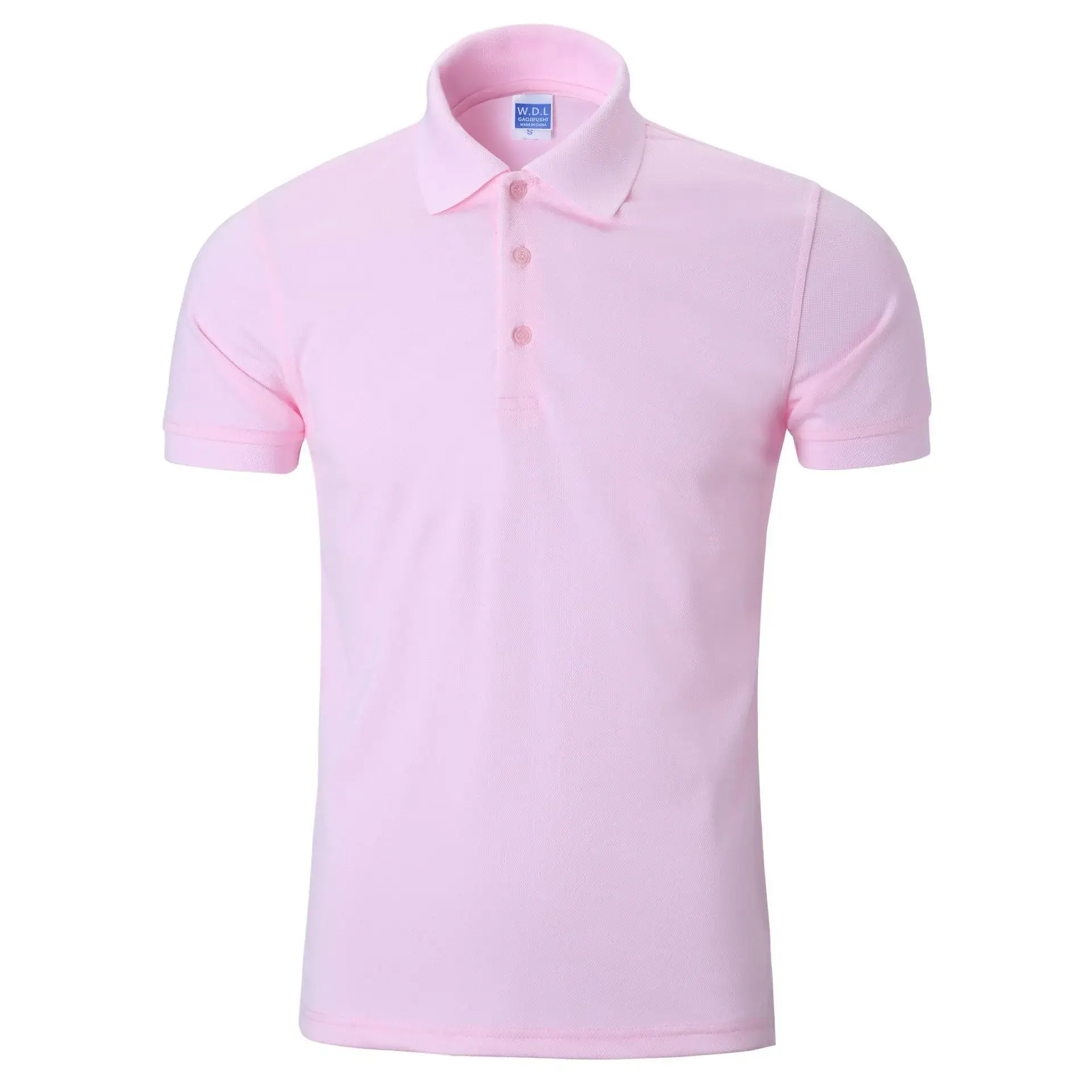 Pink Pique Cotton Polo Collar Shirt Short Sleeve