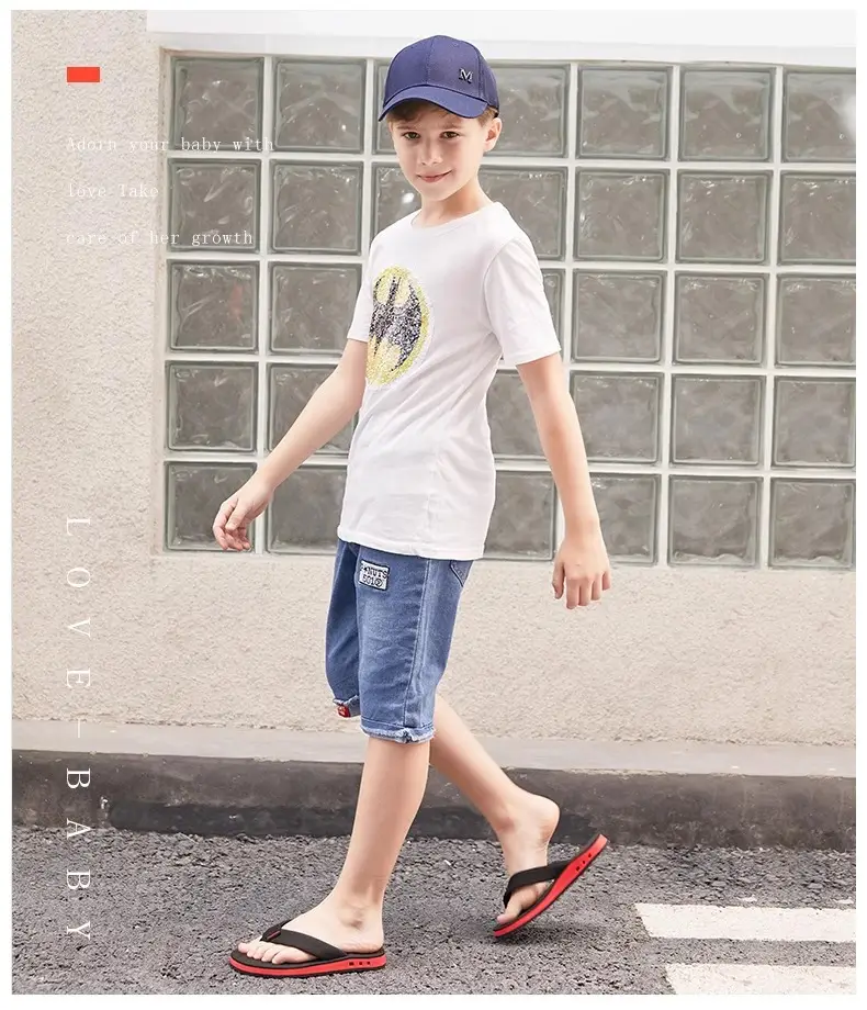 Children's Black Red Flip Flops Summer Sandals — feature 20