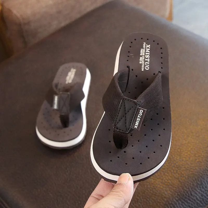 Children's Black Red Flip Flops Summer Sandals