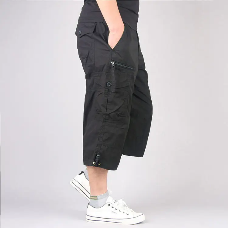 Men Capri Cargo Shorts Grey 4-Carrot Design - Image 3
