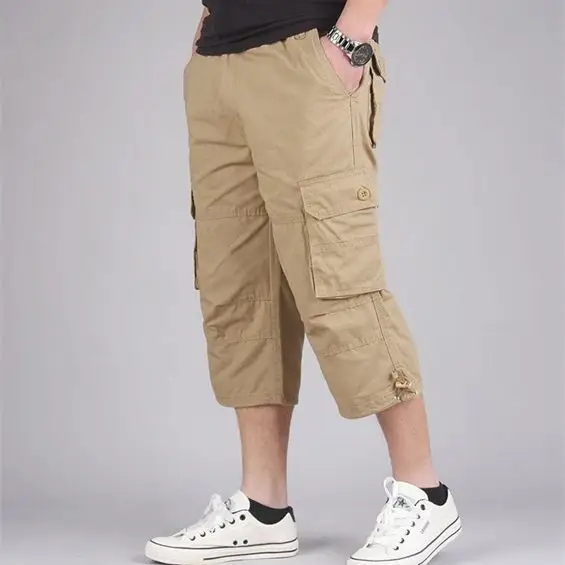 Men Capri Cargo Shorts Grey 4-Carrot Design - Image 5
