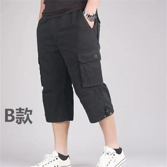 Men Capri Cargo Shorts Grey 4-Carrot Design - Image 7