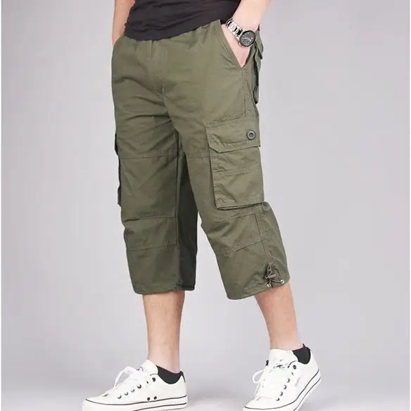 Men Capri Cargo Shorts Grey 4-Carrot Design - Image 8