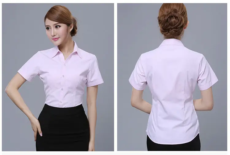 White Short-Sleeved Professional Shirt for Men Women Embroidered Logo — feature 13