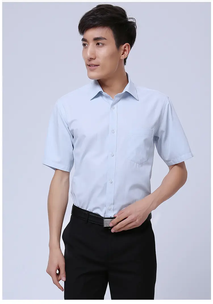 White Short-Sleeved Professional Shirt for Men Women Embroidered Logo — feature 14