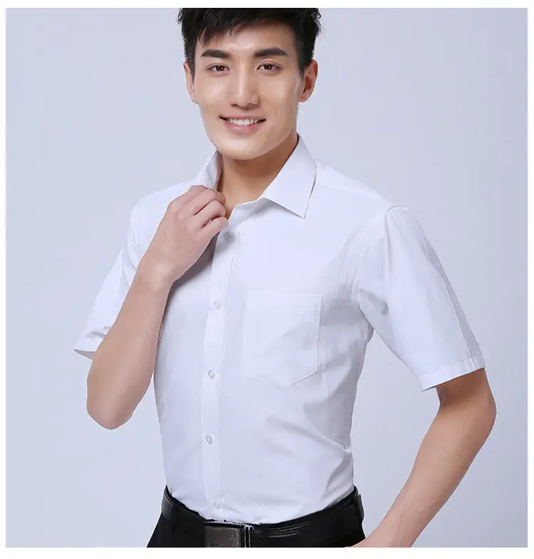 White Short-Sleeved Professional Shirt for Men Women Embroidered Logo — feature 15