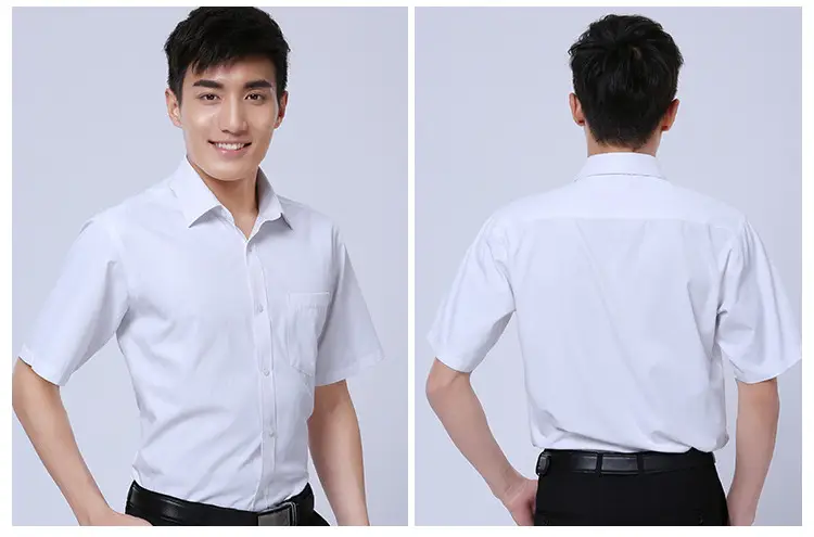 White Short-Sleeved Professional Shirt for Men Women Embroidered Logo — feature 20