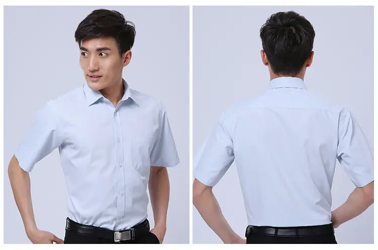 White Short-Sleeved Professional Shirt for Men Women Embroidered Logo — feature 27
