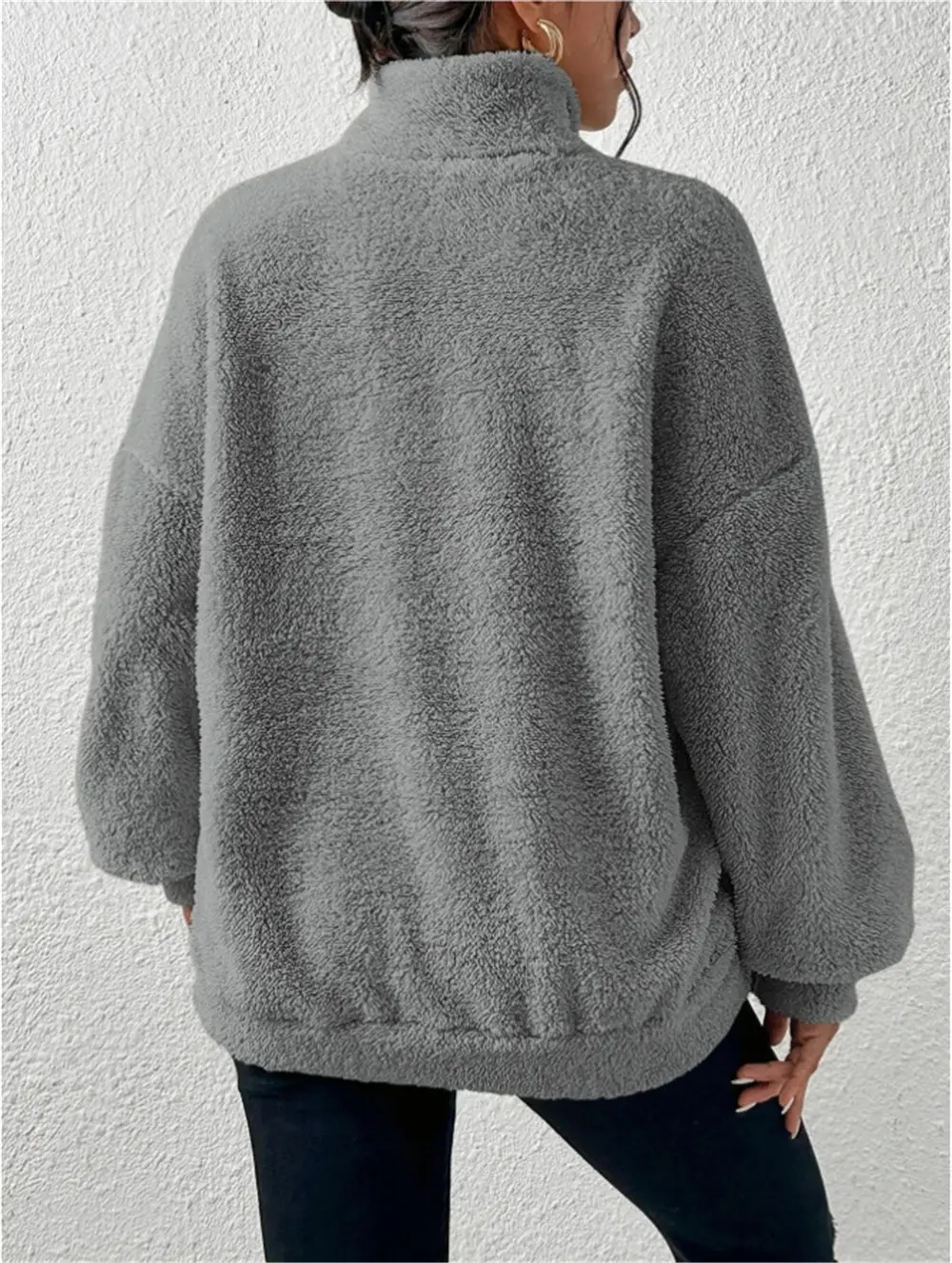 Women's Cream Fleece Hoodie with Zipper Front — feature 11