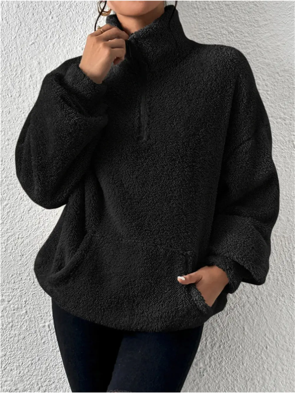 Women's Cream Fleece Hoodie with Zipper Front — feature 19