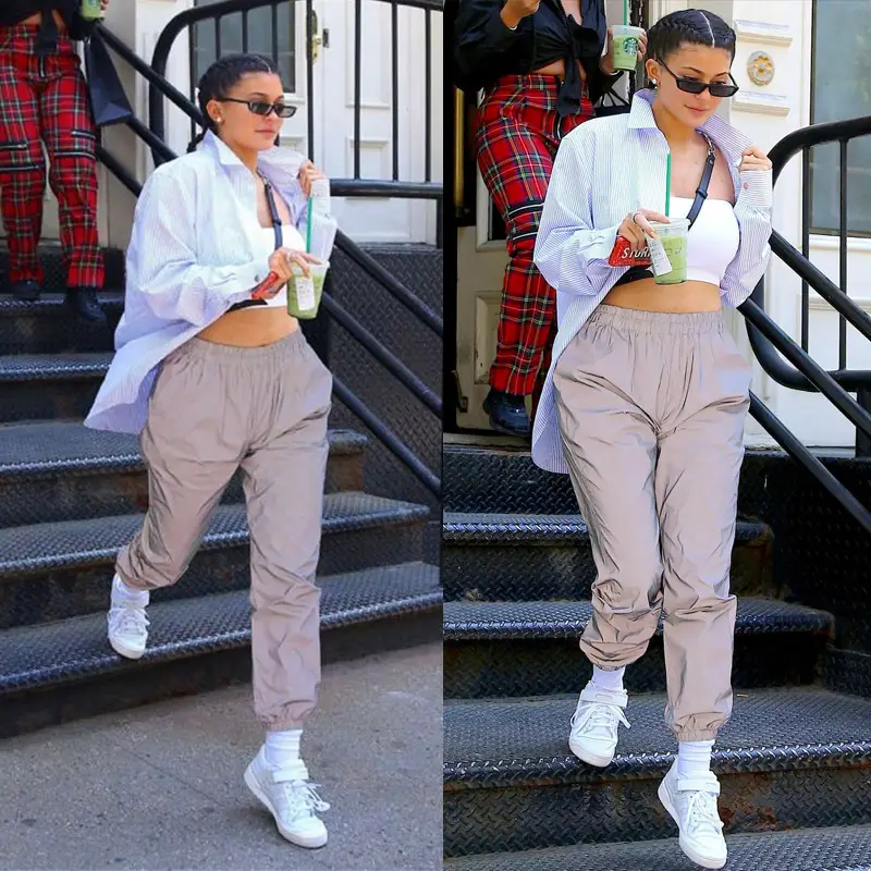 Women Grey Jogger Pants with Luminous Elastic Waistband 2026 - Image 4