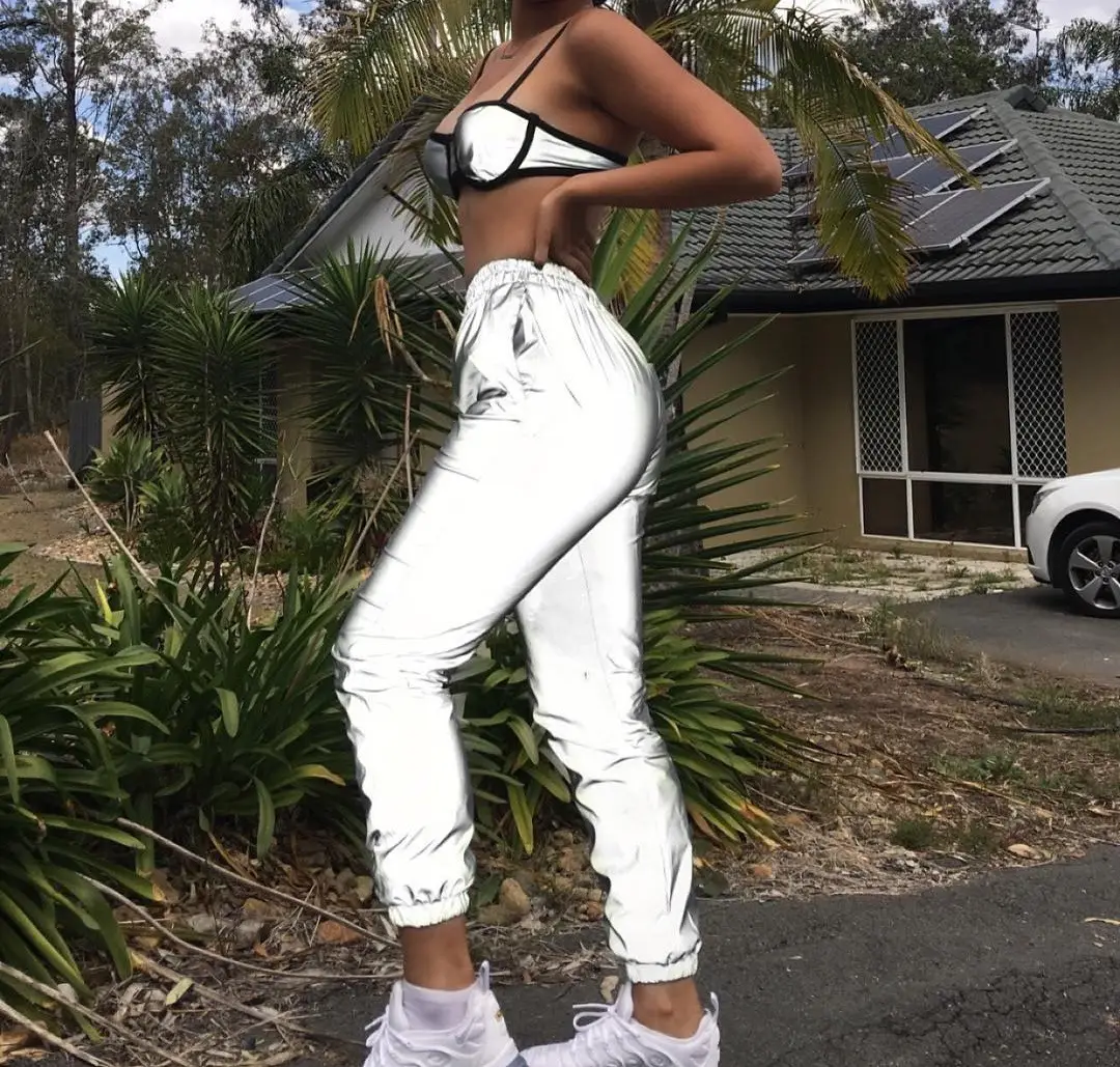 Women Grey Jogger Pants with Luminous Elastic Waistband 2026 - Image 5