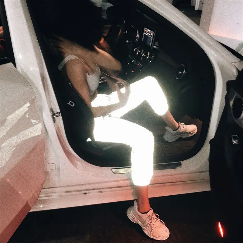 Women Grey Jogger Pants with Luminous Elastic Waistband 2026 - Image 6