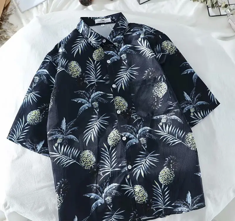 2022 Men's Short Sleeve Pineapple Print Casual Shirt - Image 5