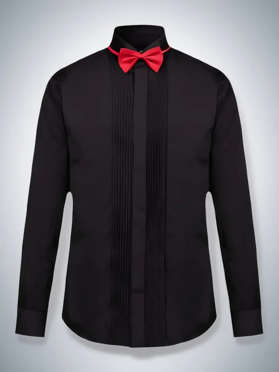 2025 New Male Student Long Sleeve Slim Black Cotton Shirt - Image 5