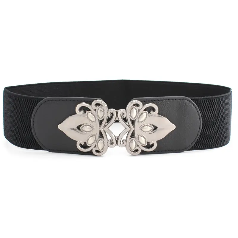 Vintage Flower Buckle Belt Red All-match Dress Decorative Tight Waist Women's Elastic Waist Seal Three Sizes