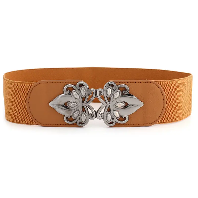 Vintage Flower Buckle Belt Red All-match Dress Decorative Tight Waist Women's Elastic Waist Seal Three Sizes