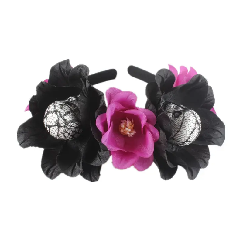 Red Floral Skull Headband for Halloween Party - Image 7