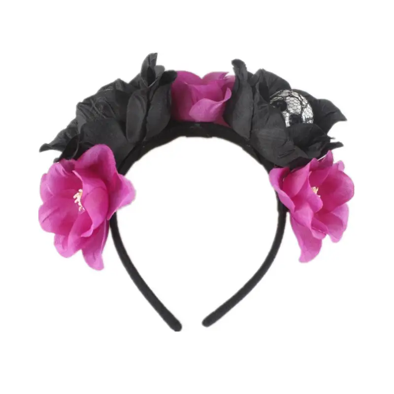 Red Floral Skull Headband for Halloween Party — feature 14
