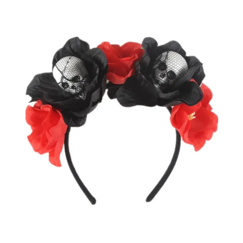 Red Floral Skull Headband for Halloween Party — feature 16